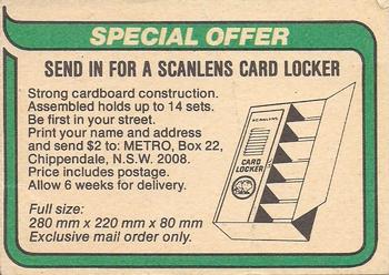 1980 Scanlens VFL #NNO Richmond Checklist Back